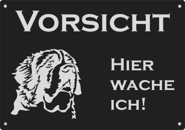 Aluminium Warnschild Bernhardiner VORSICHT Hier wache ich!